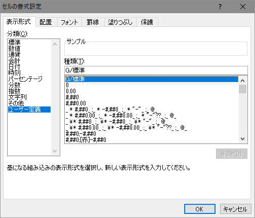 [表示形式]タブ